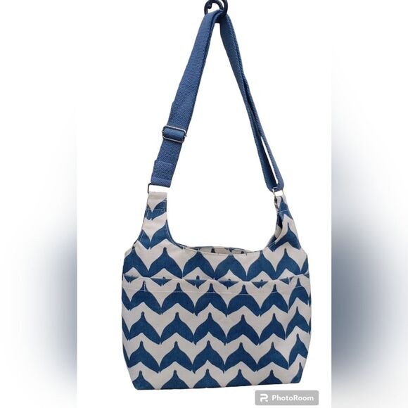 ROCK FLOWER PAPER TOTE  BAG Blue and White Large - Picture 2 of 6